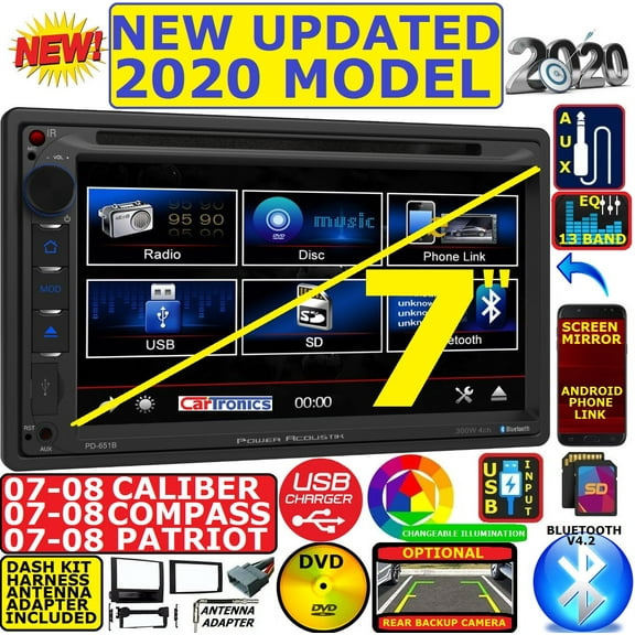 07 08 COMPASS CALIBER PATRIOT TOUCHSCREEN DVD CD USB BLUETOOTH CAR STEREO RADIO