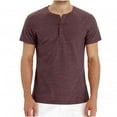 thumbnail image 4 of T-Shirt Décontracté à Manches Courtes pour Hommes, Col Rond, Demi-Bouton, Couleur Unie, 4 of 8
