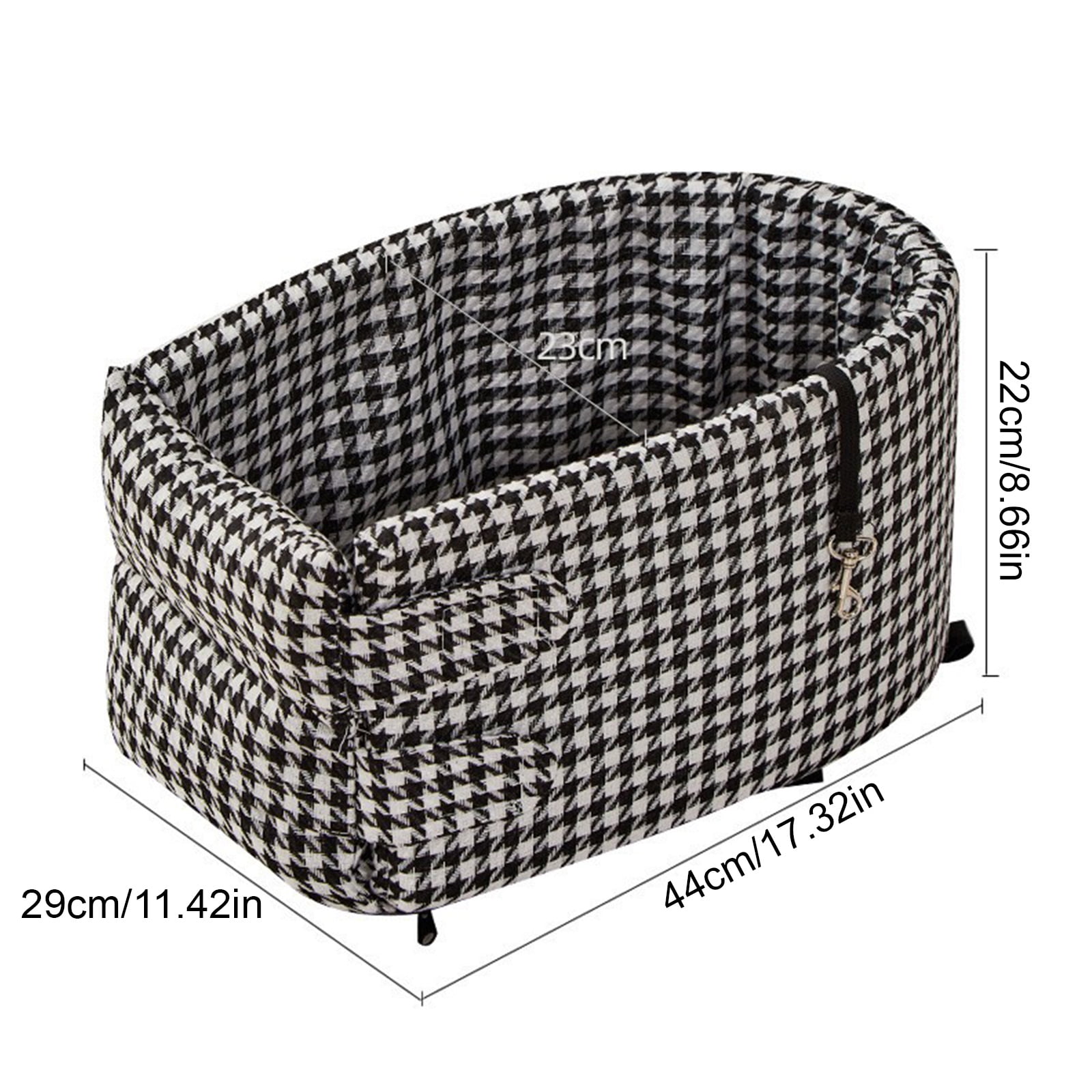 Center Console Dog Car Seat - Dog Car Beds for Medium Dogs - Pet Under 13 Pound Washable Comfortable Travel Mat with Pad Houndstooth B, 1Pcs, 17.3x11.4x8.6 Inches