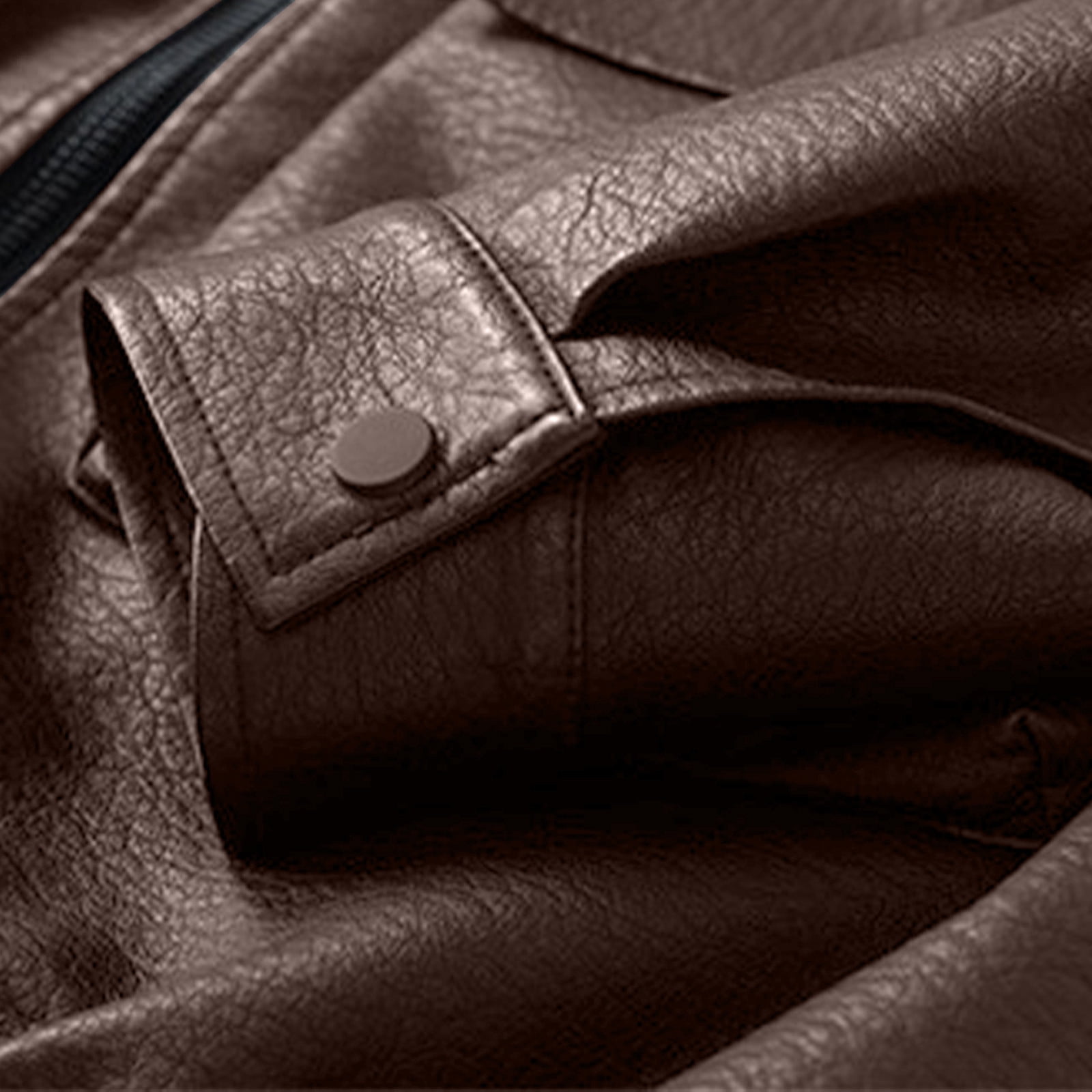 M-4X Plus Size Leather Jackets for Men Big & Tall Zip Up Coats with Pockets and Collared Long Sleeve Solid Color Thermal Motorcycle Jacket & Coat