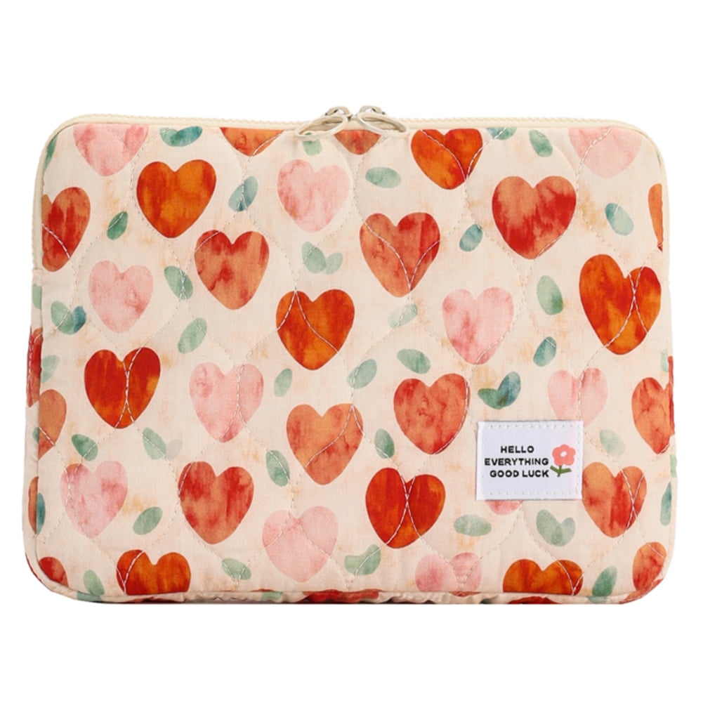 13 Inch Computer Carrying Case, Red Heart Printed Padded Laptop Liner Bag