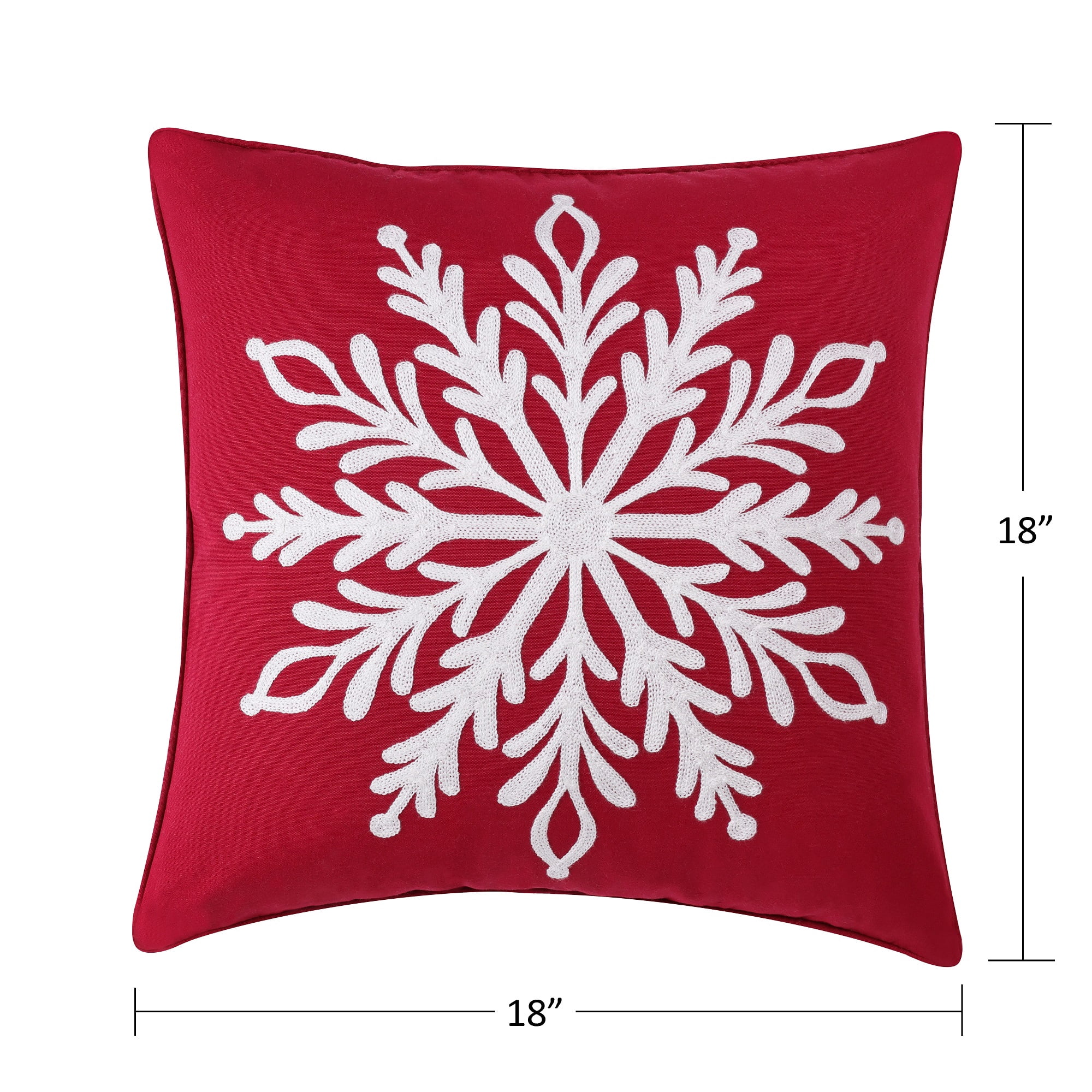 Greenland Home Fashions Decorative Holiday Red Snowflake Cotton Toss Pillow