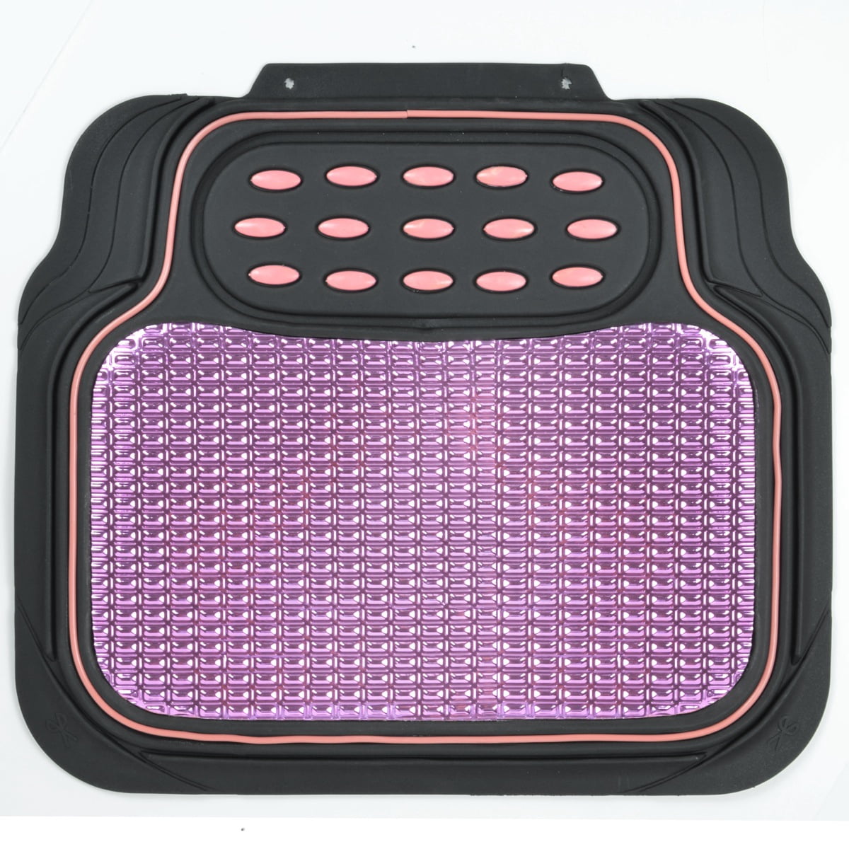 BDK Metallic Rubber Floor Mats for Car SUV & Truck - Semi Trimmable, 2 Tone Color Heavy Duty Protection(Pink/Black) - MT614PKAMw1