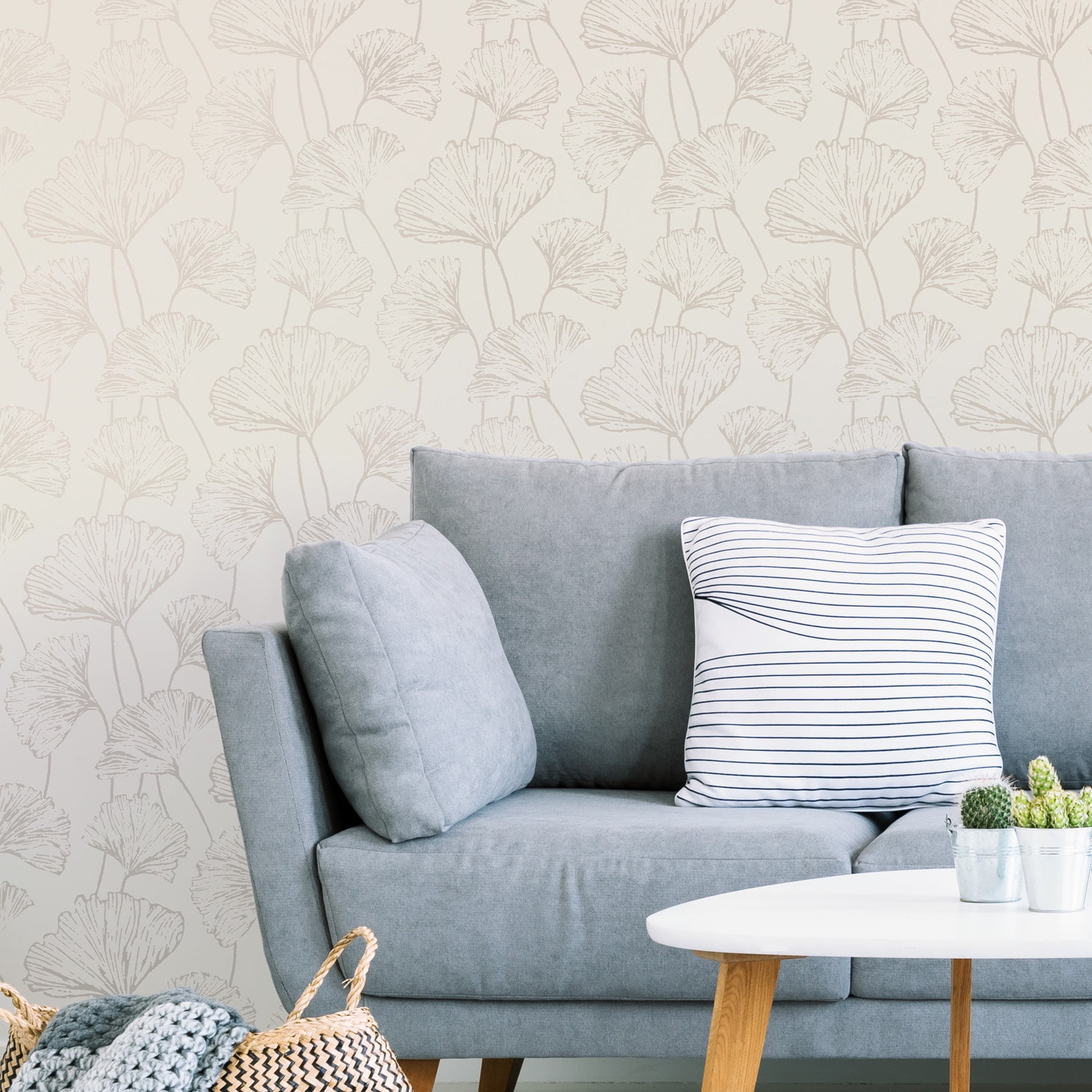 NuWallpaper Silver Hikarigaoka Vinyl Peel And Stick Wallpaper, 216-in by 20.5-in, 30.75 sq. ft.
