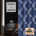 thumbnail image 3 of Navy Blue Moroccan Blackout Curtains for Bedroom/Living Room, Pinch Pleated Black Out Curtains, Morocco Geometric Quatrefoil Plaid Room Darkening Window Drapes with Hooks 2 Panels, 39"x70", 3 of 8