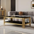 thumbnail image 6 of Top and Bottom Double Layer Glass Coffee Table with Luxury Design & Storage|Stainless Steel Frame, 6 of 9