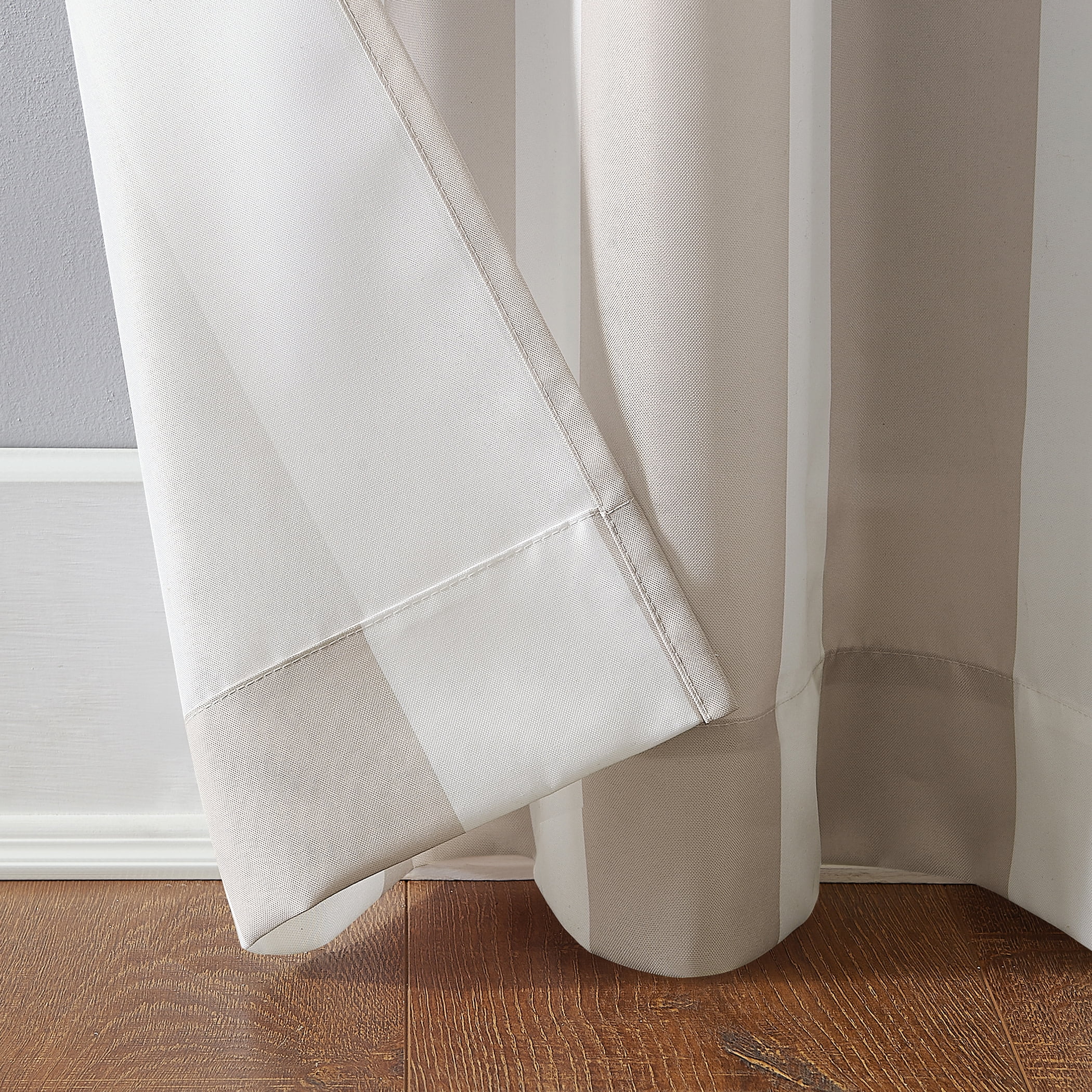 Sun Zero Valencia Cabana Stripe Indoor/Outdoor Uv Protectant Room Darkening Grommet Curtain Panel, 54"X84", Khaki, 54"X84", Khaki/Stripe