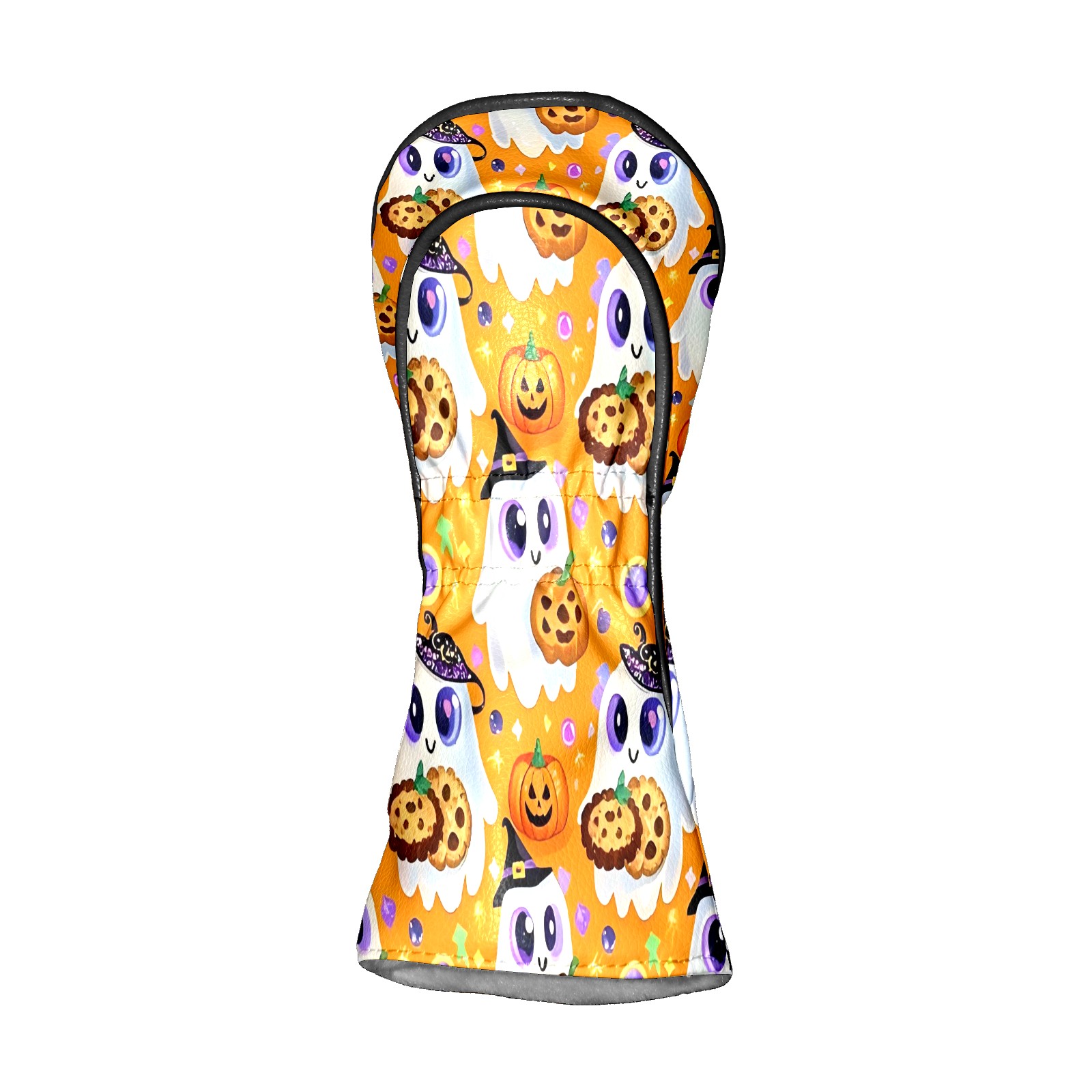 Golf Club Covers, Orange GhostCookie Premium PU Leather Driver Hybrid Putter Head Covers with Velvet Lining, Waterproof Golf Gifts for Men Women