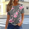 thumbnail image 2 of Women's Summer T-Shirts Fashion Printing Shirts Lightweight Crew Neck Short Sleeve Blouses Casual Loose Pullover Tops, 2 of 4