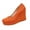Orange, variant on Womens Platform Evening Suede Slip On Dress Solid Round Toe Wedge High Heel Pumps Shoes Beige