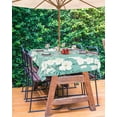 thumbnail image 3 of Boanket Outdoor Tablecloth with Umbrella Hole for Patio/Picnic/Party/Camping, Butterfly Flower Waterproof Table Cloth Rectangle Table Cover Washable, Retro Green Botanical Plant Leaves (60"x 102"), 3 of 7