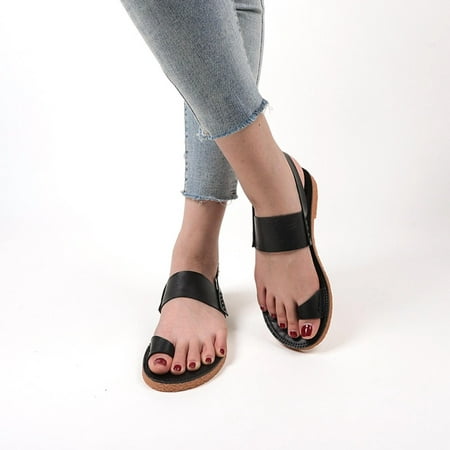 

Sunvit Women s Flat Sandals- Flip-Flops Open Toe Casual Summer Slide Sandals #113 Black