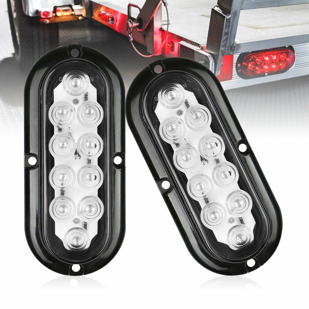 2Pcs Oval LED Trailer Tail Lights, Linkstyle 10 LEDs 12V Turn Stop Brake Trailer Indicator