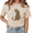 1-Beige, variant on Women's Green Modern Leopard Art Vintage Washed T-Shirt Short Sleeve S-2XL Relaxed Fit Top
