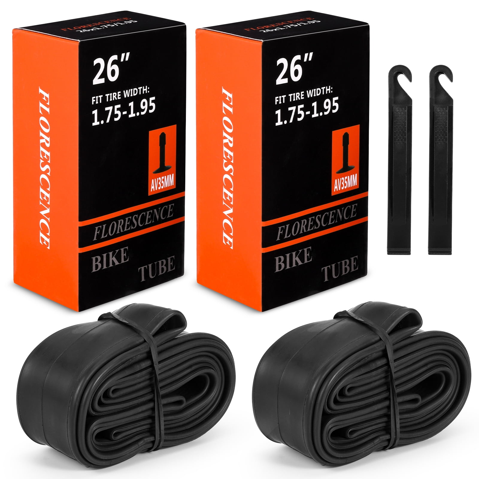 Simzone 2 Pack TROPOW Butyl Rubber Bicycle Tubes, 26" 1.75/1.95 AV32mm
