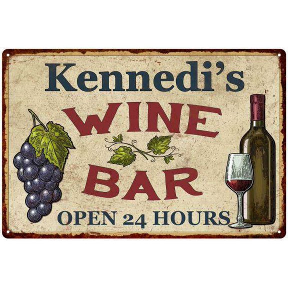 Kennedi's Rustic Wine Bar Sign Wall Décor Kitchen Gift 8 x 12 Matte Finish Metal 108120056821