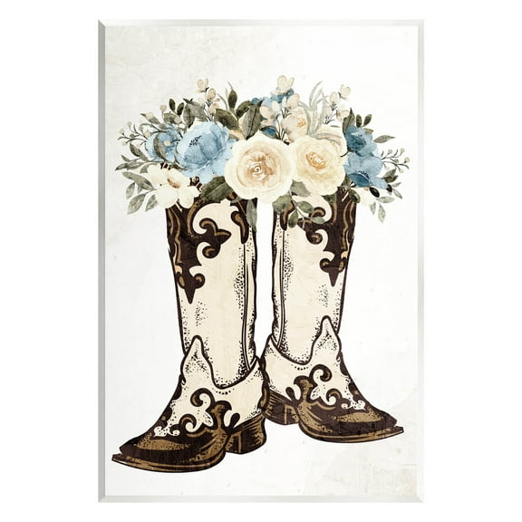 Cowboy Boot Mixed Flower Bouquet Botanical & Floral Graphic Art Unframed Art Print Wall Art