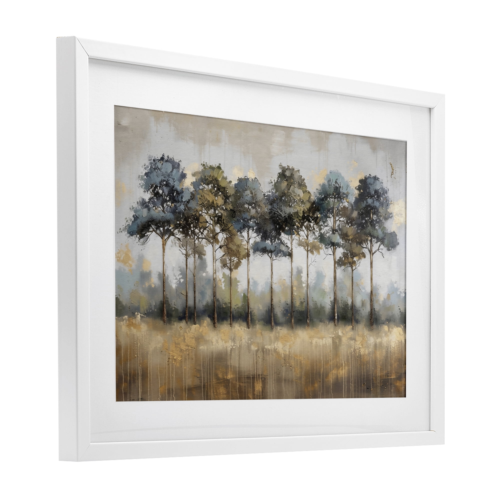 Stupell Industries Green & Blue Forest Grove White Framed Print Under Glass, design by Creative Studio