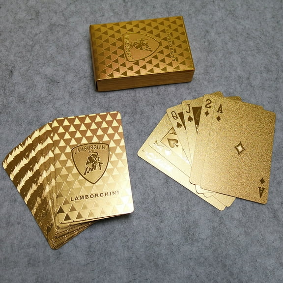 Lamborghini Luxury 24K Gold Foil Poker Playing Cards Waterproof Plastic Set Gift