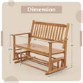 thumbnail image 3 of Costway Patio Glider Loveseat Chair Swing Rocking Bench with Slatted Seat & Curved Backrest Natural, 3 of 9