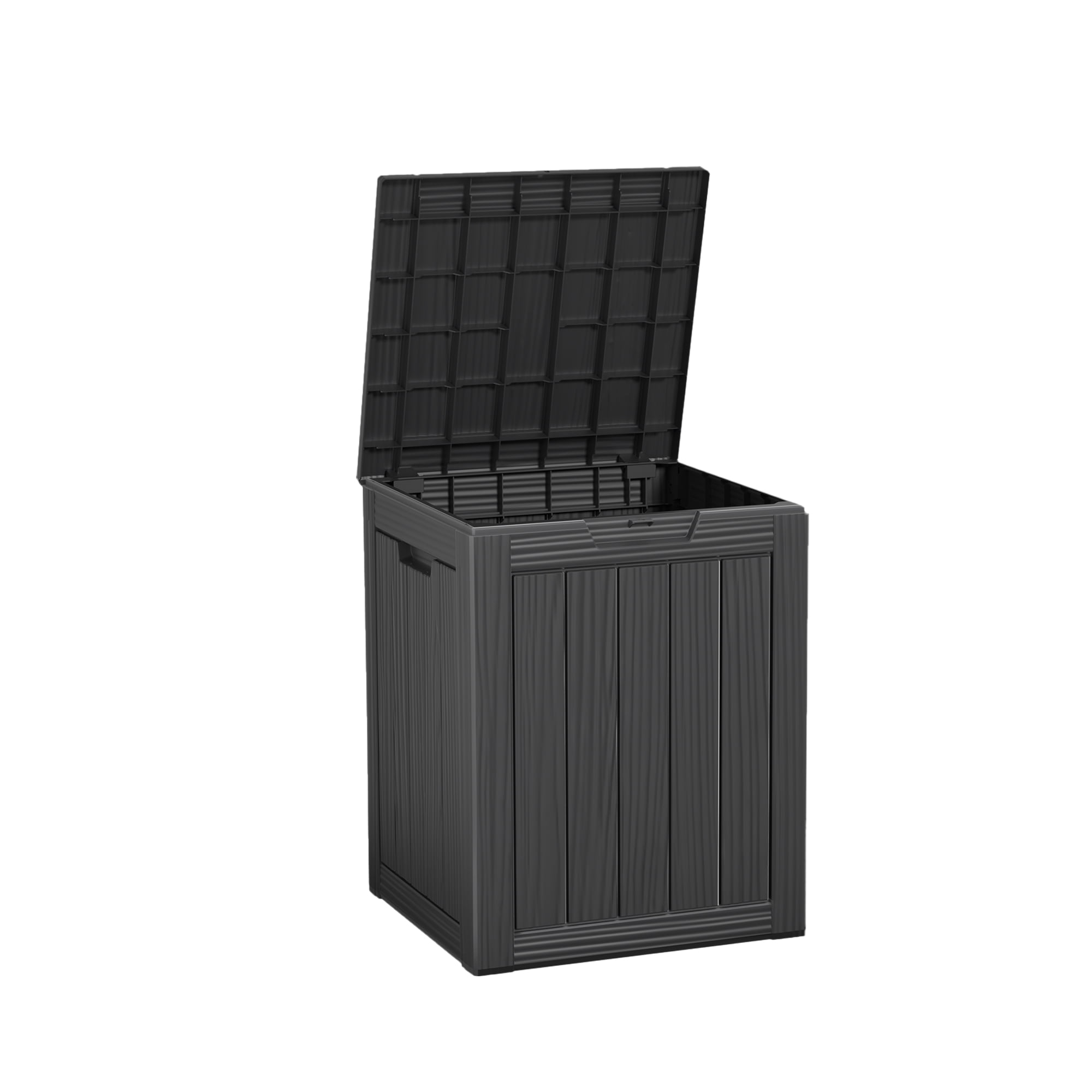 MAYEERTY 3*80L Outdoor Waste Bin with Triple-Bucket Wood Waste Bin for Outdoor, Black