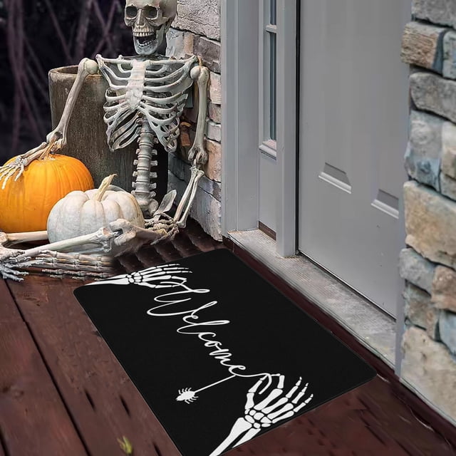 Halloween-Themed Door Mat - Spooky Entryway Rug For Trick-or-Treaters Scary Yet Stylish Front Door Decoration Wiper
