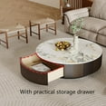 thumbnail image 4 of 35.43" Modern Coffee Table for Living Room, Round Coffee Table with Storage Drawer, Sintered Stone Top with Metal Base, NO Assembly Living Room Table Tea Table for Home Office, 4 of 5