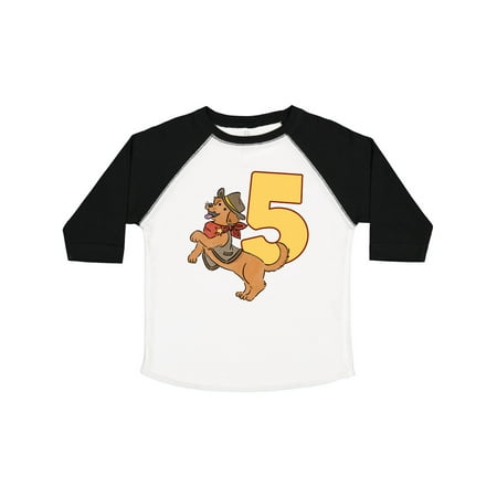 

Inktastic 5th Birthday Cute Sheriff Doggy Gift Toddler Boy or Toddler Girl T-Shirt