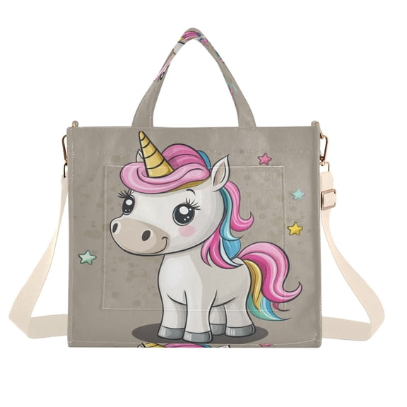 Corduroy Tote Bag for Women Shoulder Handbags Fashion Ladies Purses Satchel Messenger Bags Cartoon Unicorn S