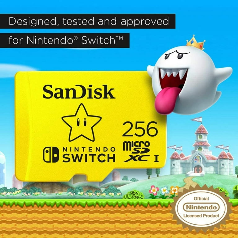  SanDisk 256GB MicroSD Nintendo Switch Micro SDXC Memory Card  for Switch & Switch Lite SDSQXAO-256G Super Mario Star Design Bundle with  (1) GoRAM Card Reader (256GB, 1 Pack) : Video Games