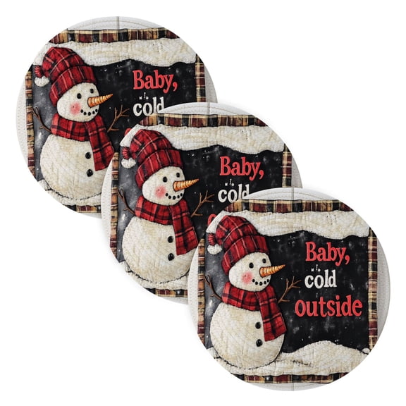 BZSMCE Mats for Pots,Pans Place Adorable Smiled Snowman Simple Style Pattern Pot Mats