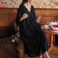 thumbnail image 2 of Defitshape Women's Victorian Nightgown Ladies Soft Overlay Floral Lace V Neck Long Sleep Shirt Old Fashioned Vintage Illusion Bishop Long Sleeve Pajama Dress Princess Sleepwear Black Medium, 2 of 5