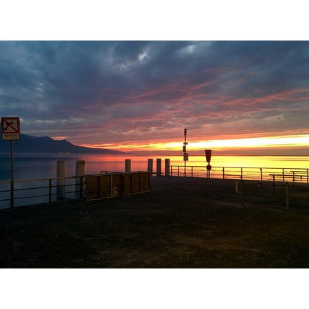 - LAMINATED POSTER Lake Geneva Sunset Switzerland Vevey Poster Print 24 x 36