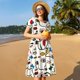 thumbnail image 4 of Easygdp Aabstract Eyes para Vestido Transpirable de Mujer, Vestido Suelto de Manga Corta con Pliegues y Bolsillos para el Verano, 4 of 6