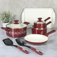 thumbnail image 3 of Spice by Tia Mowry TIA CERAMIC 10 Piece Nonstick Aluminum Cookware Set, White, 3 of 12
