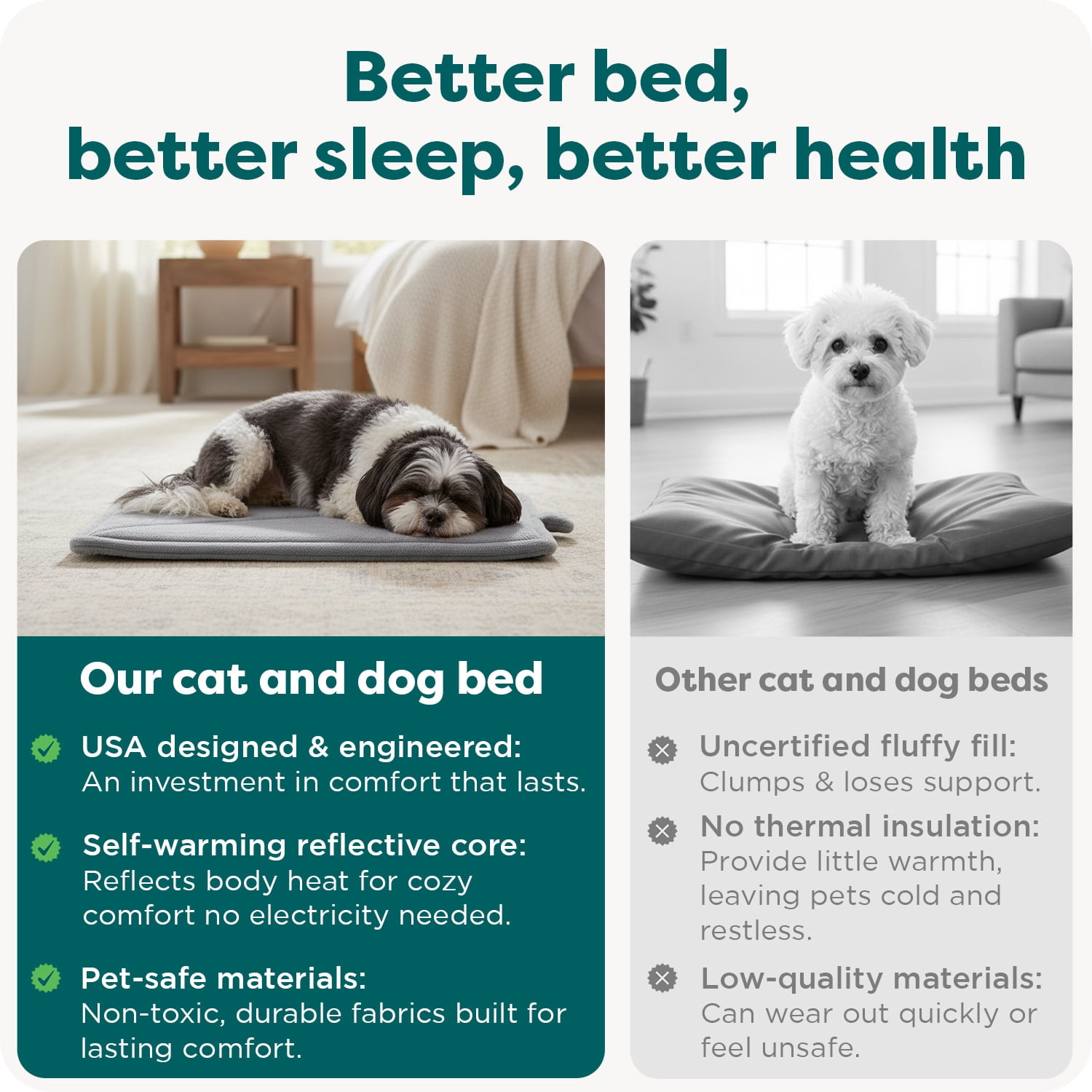 Furhaven ThermaNAP Self-Warming Cat Bed for Indoor Cats & Large/Medium Dogs, Washable & Reflects Body Heat - Quilted Faux Fur Reflective Bed Mat - Cream, Large