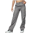 thumbnail image 3 of Fjofpr Savings Clearance 2024! Funicet Cargo Pants for Women Women's Elastic and Fashionable Casual Plaid Pants Gray S, 3 of 5