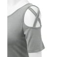 thumbnail image 4 of Made by Johnny Women's Loose Short Sleeve Strappy Cold Shoulder Top L HEATHER_GREY, 4 of 6