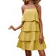 thumbnail image 5 of Txlixc Vestido de verano femenino, falda de hoja de loto de color sólido con correas finas italianas Txlixc moda, 5 of 8