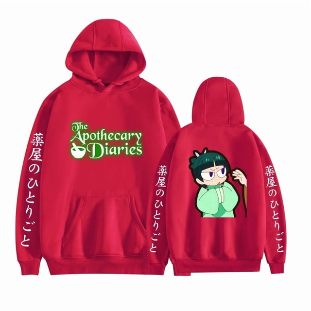 New Anime Merch The Apothecary Diaries Full Of Charm Cosplay Hoody Drawstring Long Sleeve Unisex,M,Red