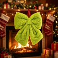 thumbnail image 2 of Amzcrzy Decoración navideña,Árbol de Navidad,Luces navideñas Lazo de tela verde brillante y caprichoso, grande y suave, para decoración navideña, de 35 cm (14 pulgadas), ideal para la entrada de la s, 2 of 6