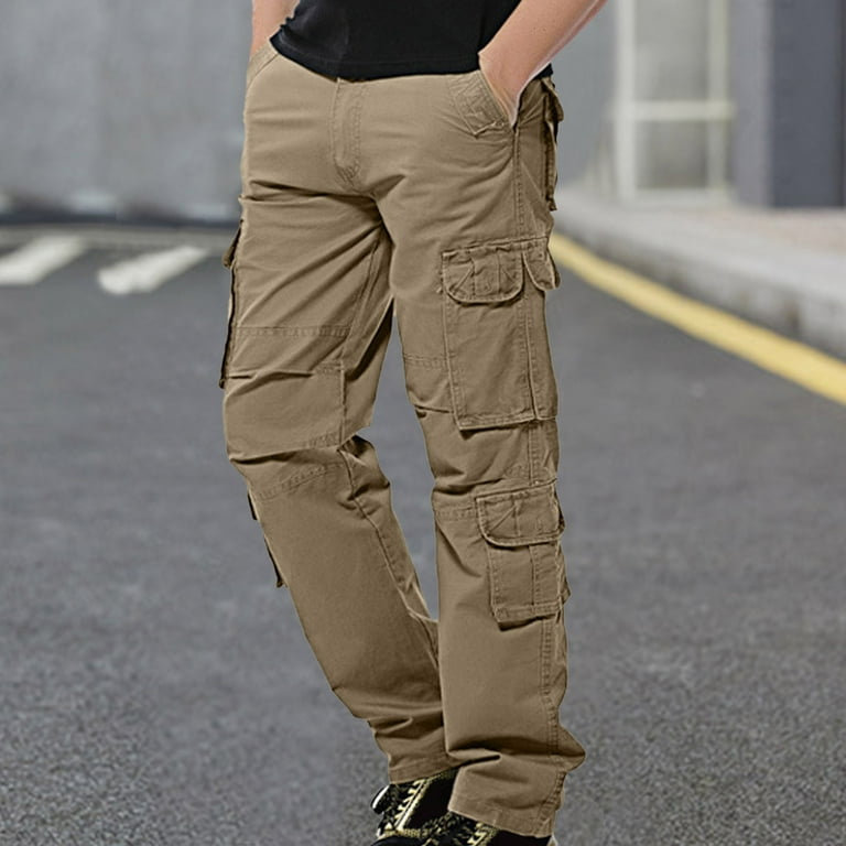 Mens New Cargo Jeans Soft Denim Cargo Pants Relaxed Fit 6 Pockets Sizes  32-46