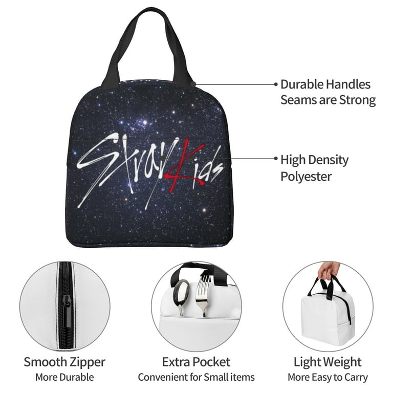 Stray Kids Lunch Bag Tote Bag Insulated Lunch Box Picnic Beach Fishing Work, Kids Unisex, Size: One size, Black