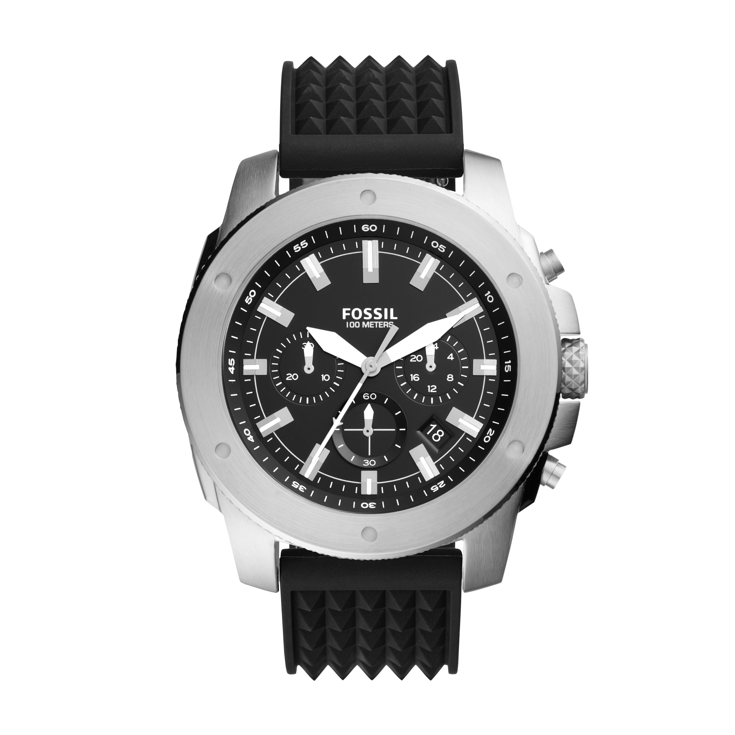 Fossil - Fossil Men's Mega Machine Chronograph Black Silicone Watch(Style: FS5715) - Walmart.com