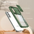 thumbnail image 2 of Dteck Case for Samsung Galaxy S22 Shockproof Slim Dropproof Slide Protection Clear Acrylic Hard Back Soft TPU Bumper Hybrid Phone Cover,Armygreen, 2 of 6