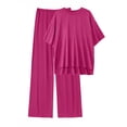 thumbnail image 2 of MINTREUS Lounge Sets for Women Knit Short Sleeve Tops and Long Pants Soft Comfy Pajamas Set Oversized 2 Piece Outfits S-4X, 2 of 8