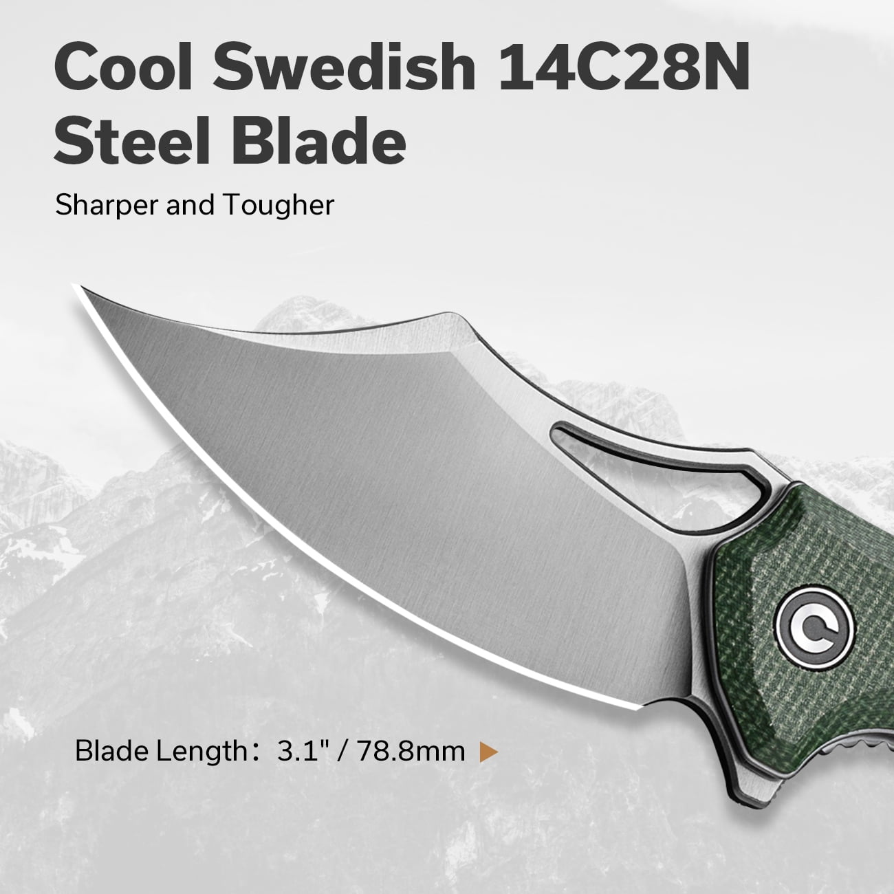 CIVIVI Knives Chiro Liner Lock Green Canvas Micarta Satin 14C28N Stainless Steel Pocket Knife C23046-2