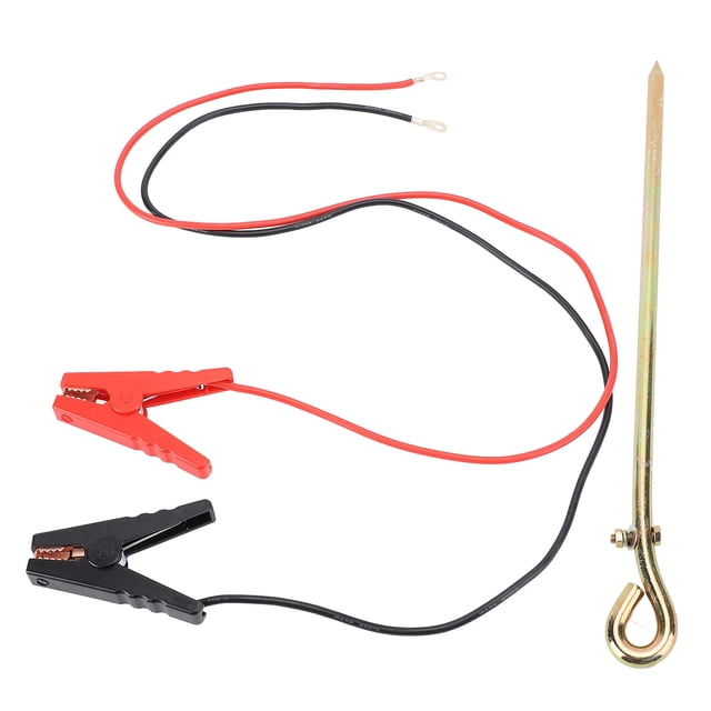 Electric Fence Grounding Rod, Electric Fence Wire with Clip Weatherproof Easy To Install 100cm Long Cable for Generator