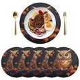 thumbnail image 5 of Ryvnso Owl in Fall Round Plate Mats Dining Table Placemat Set of 4 for Holiday Decoration, 5 of 7