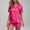 Hot Pink, variant on Women's Short Sleeve Ice Silk Pajama Set Velour Pajamas Womens Women's Pajama Set Womens Satin Pajamas Set Womens Button Pajama Tops Women Satin Pajamas Set Sleep Pajamas Women Women Petite Pajamas